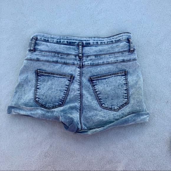 Refuge Shorts Jean Short Distress High Rise Acid Wash Sz.4 - Picture 2 of 8
